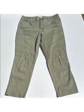 Caslon Olive Green Straight Leg Pants Size 16 Stretch Casual Chino Cropped